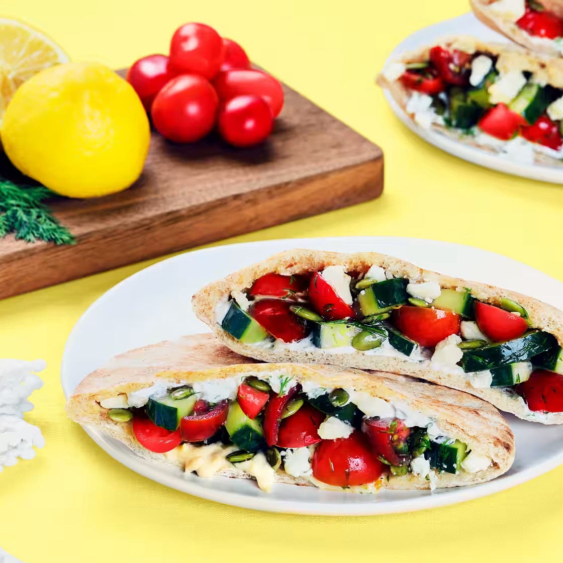 Creamy Cucumber & Tomato Pita Pockets