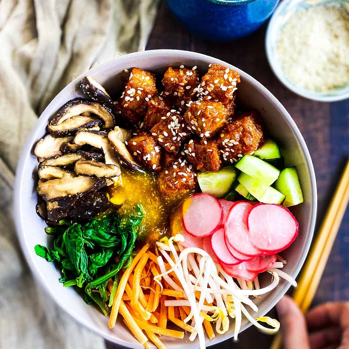 Bibimbap Bowl with Kimchi Tofu