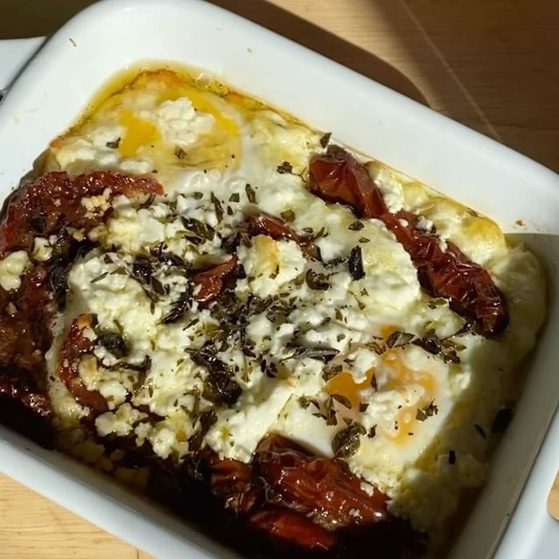 Single Serve Egg, Sun-Dried Tomato, and Feta Bake
