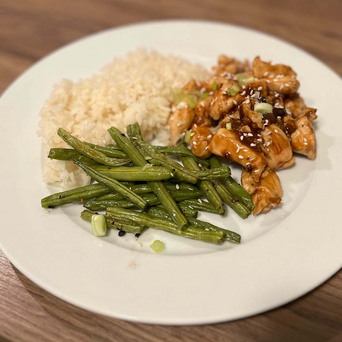 Hoisin Honey Chicken with Green Beans and Rice
