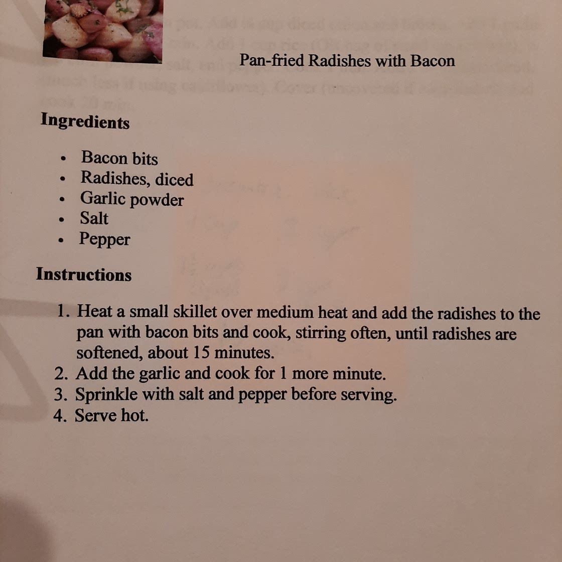 Pan Fried Radishes with Bacon