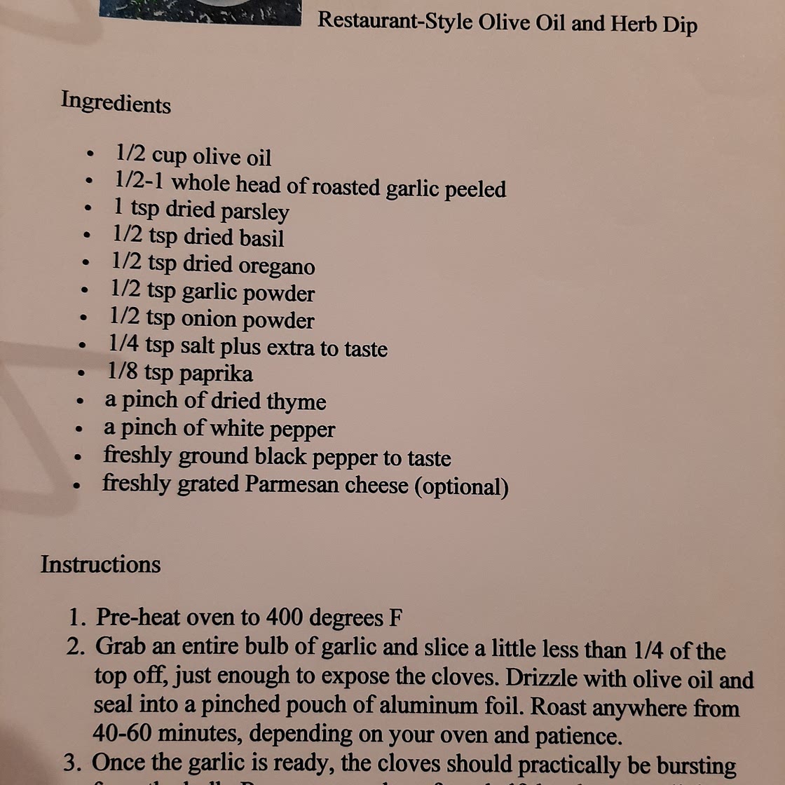 Restaurant Style Olive Oil Herb Dip