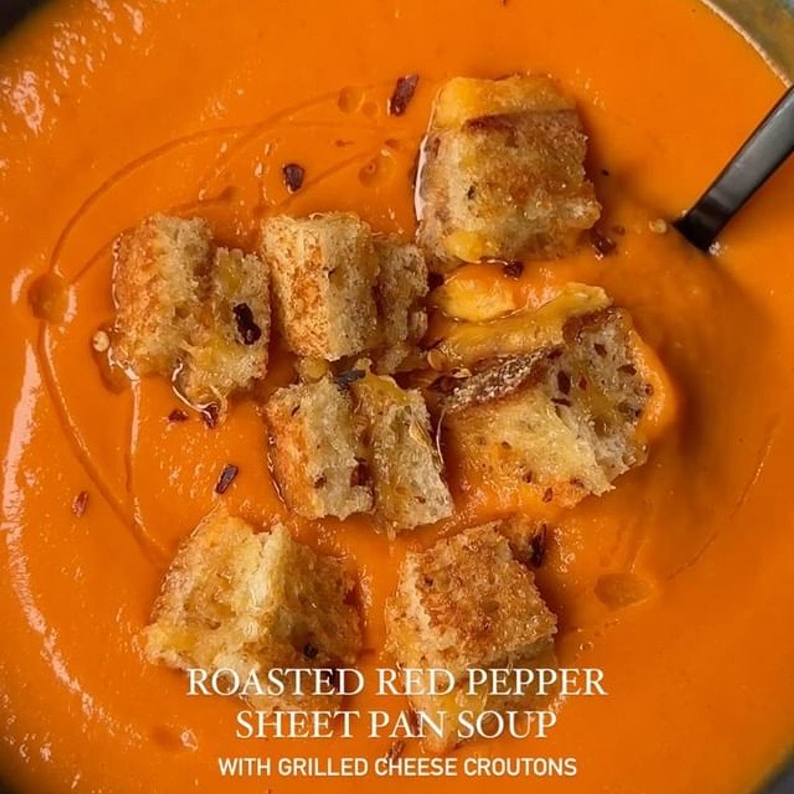 Sheet Pan Roasted Red Pepper Soup