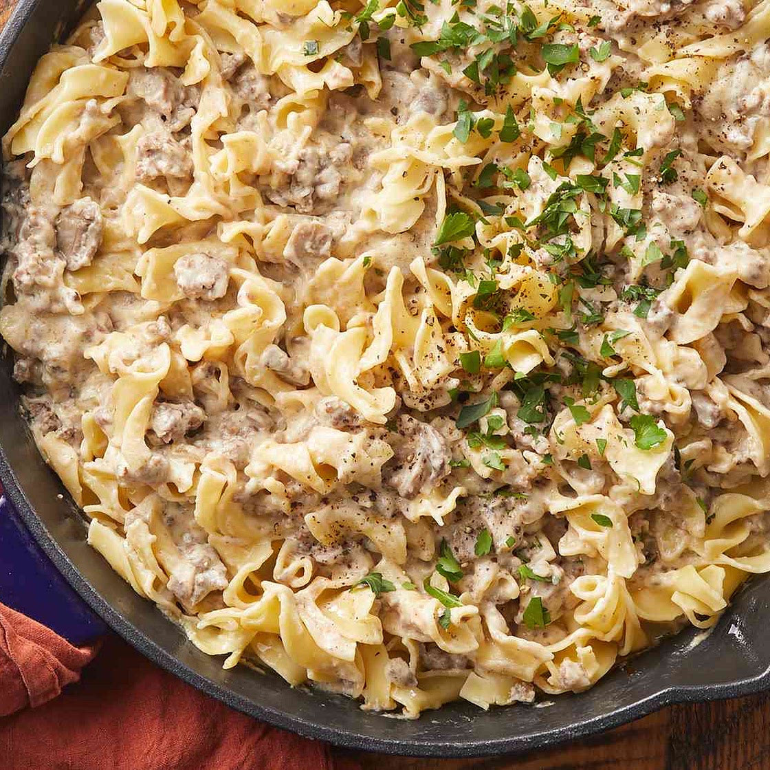 Ground beef stroganoff