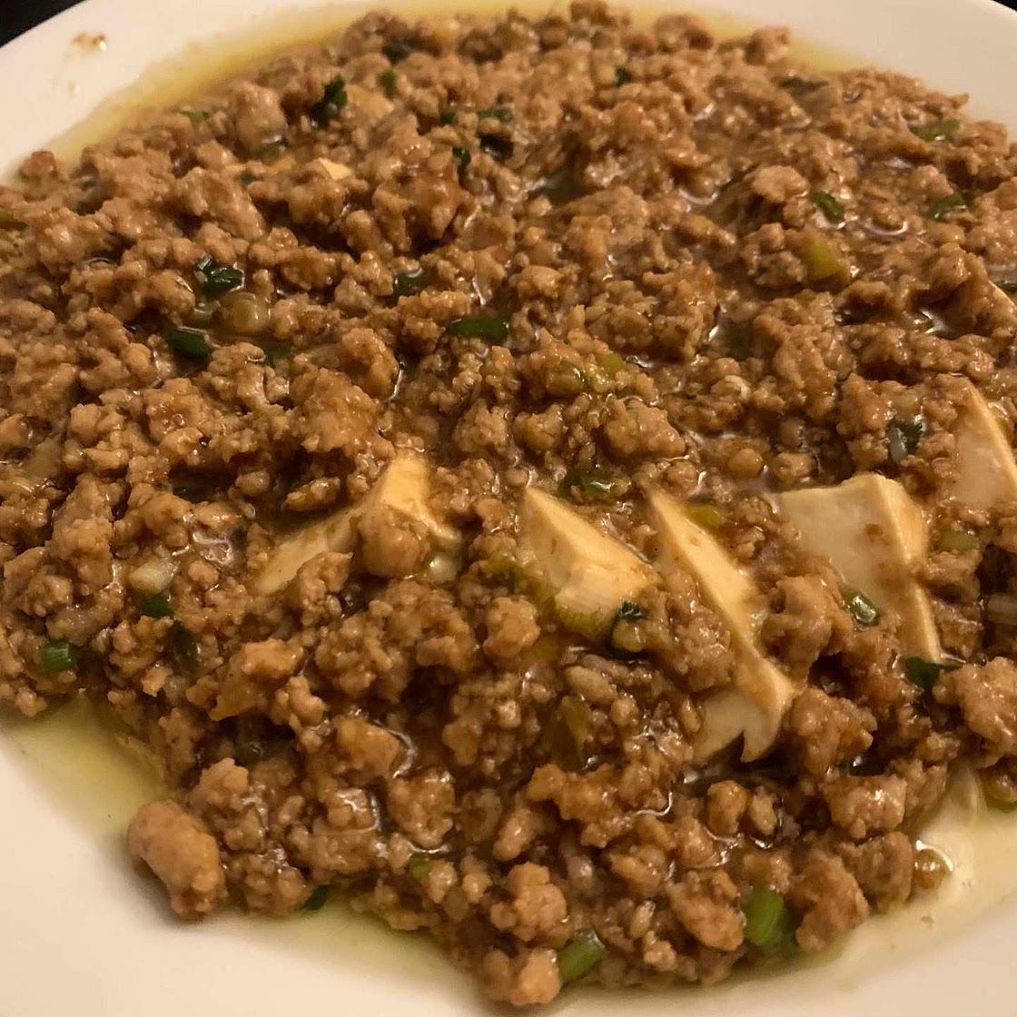 Steamed tofu with ground pork