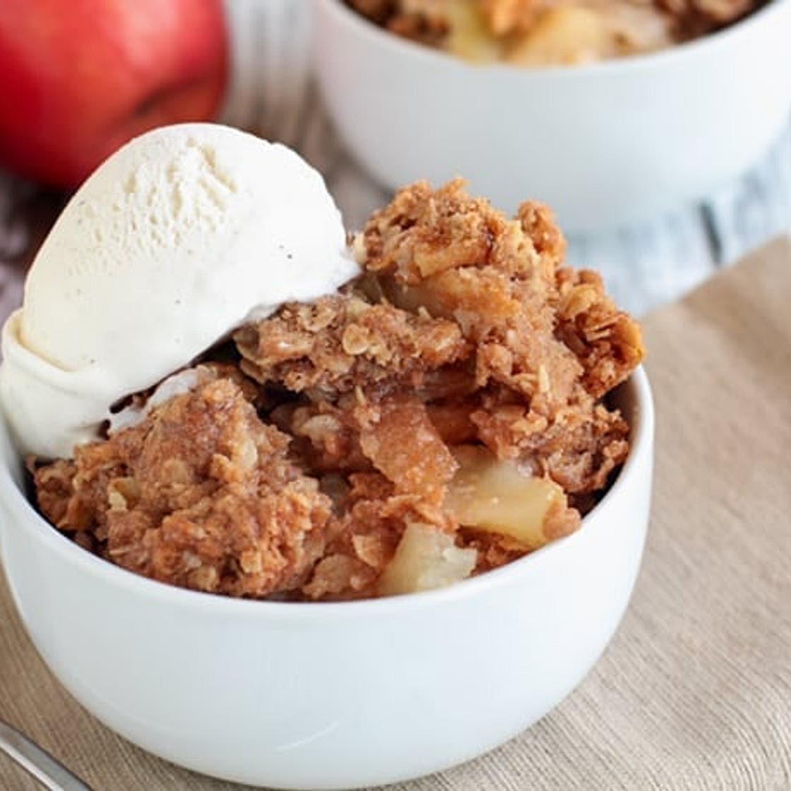 Baked Apple Crumble with Vanilla Ice Cream