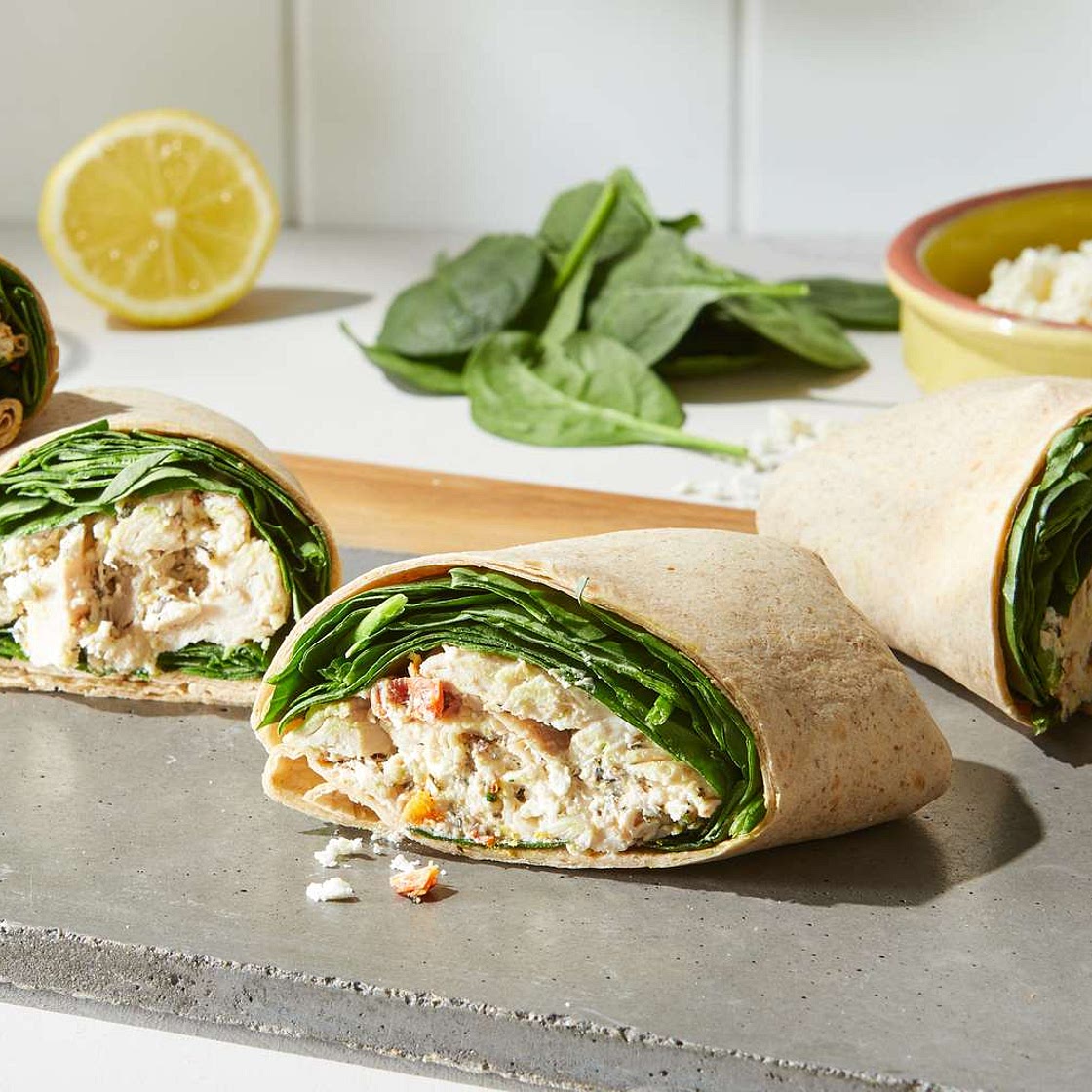 Chicken, Spinach & Feta Wraps