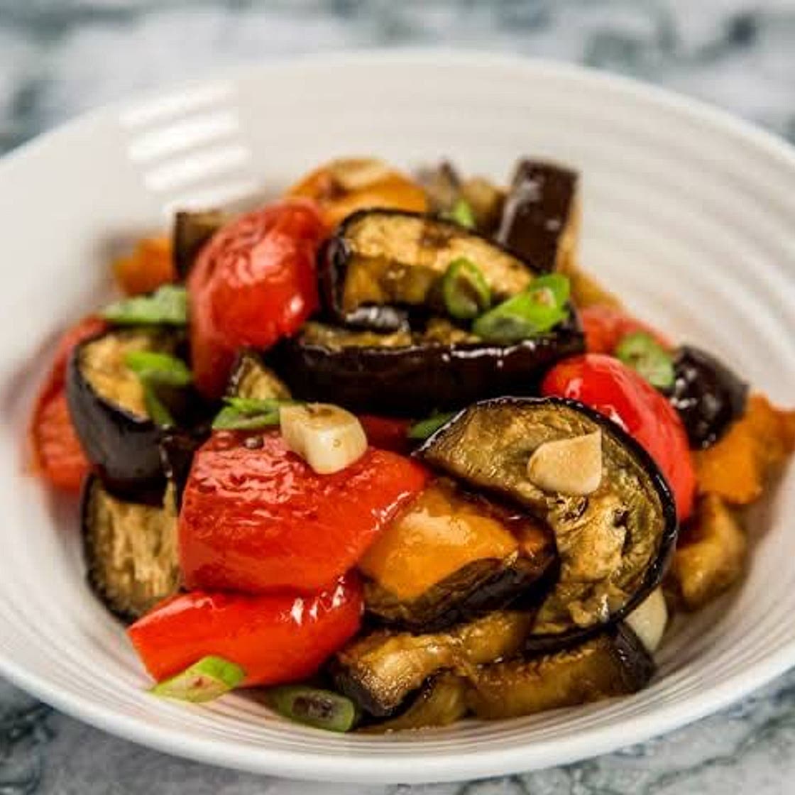Roasted eggplant and capsicum salad