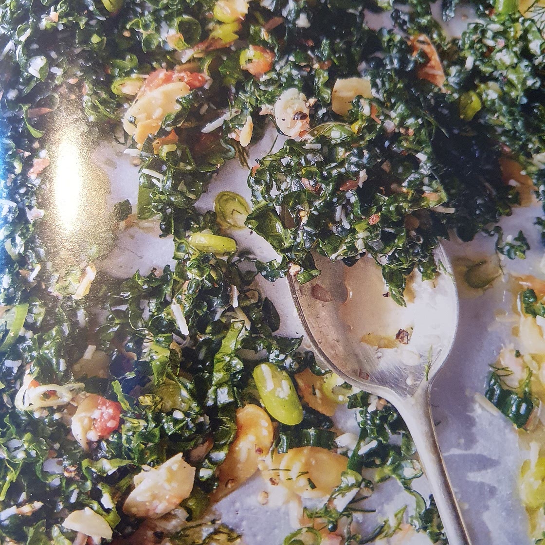 Raw kale + grapefruit salad