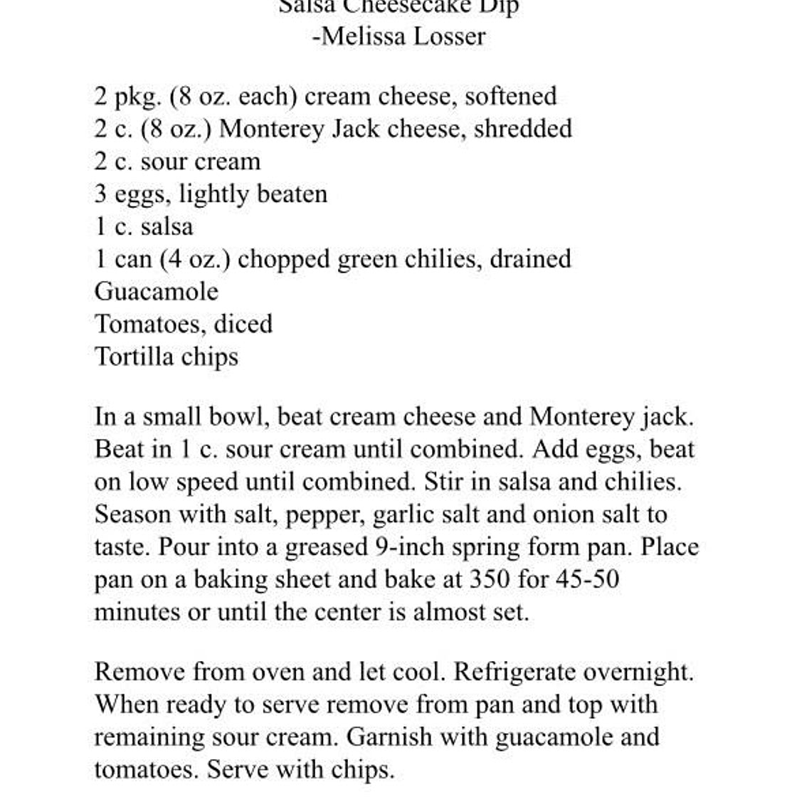 Salsa Cheesecake Dip