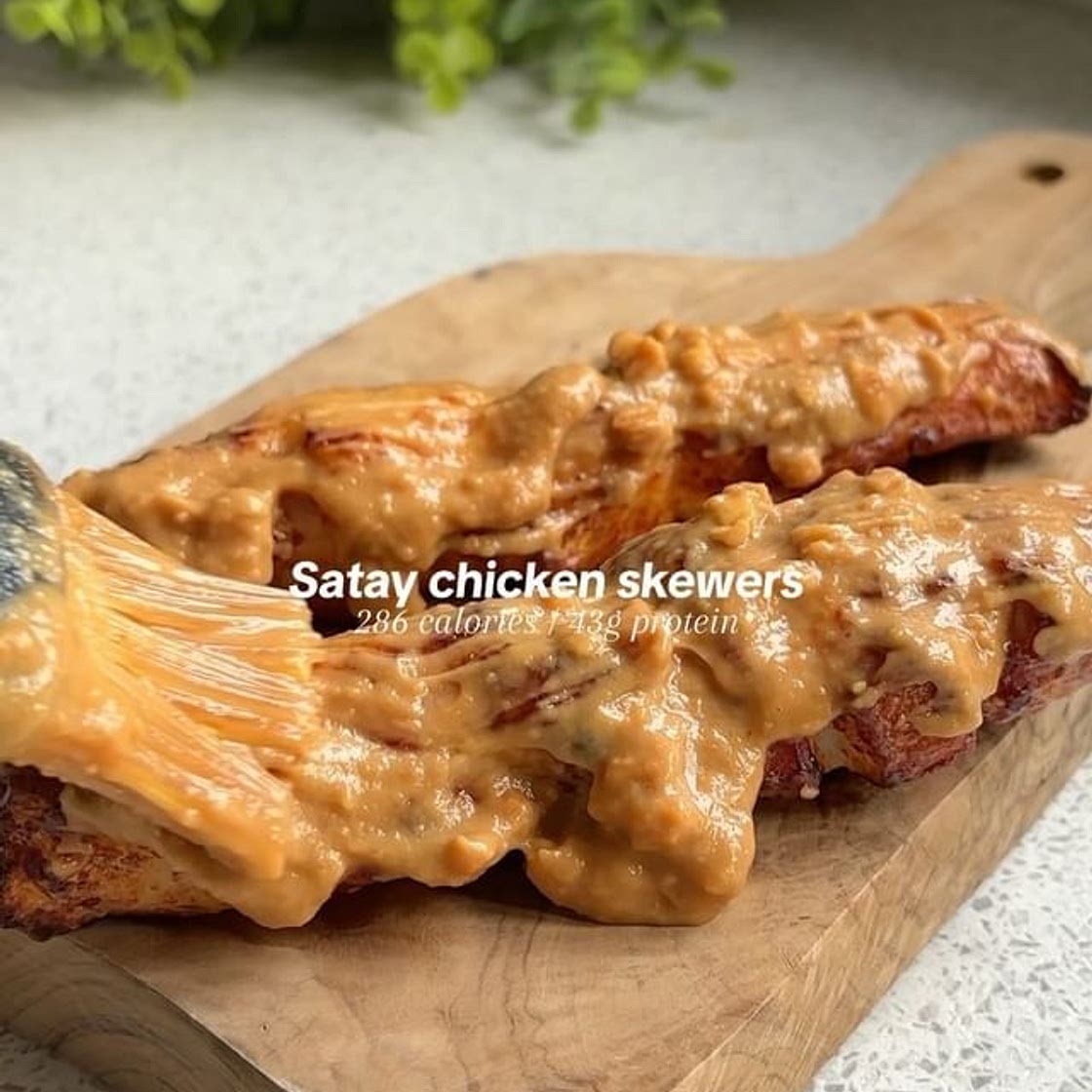 Satay chicken skewers