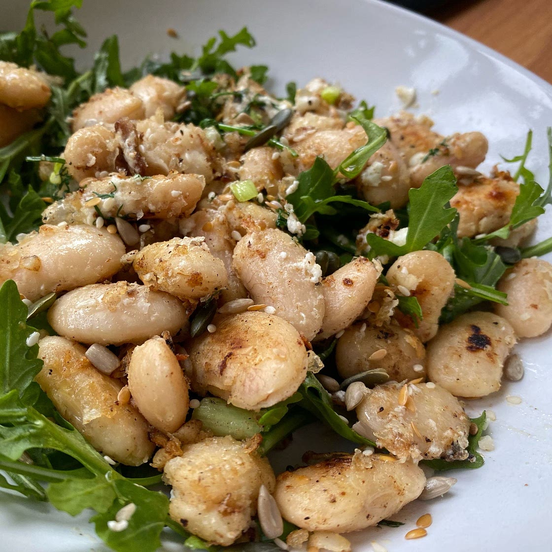 Warm Butter Beans with Arugula