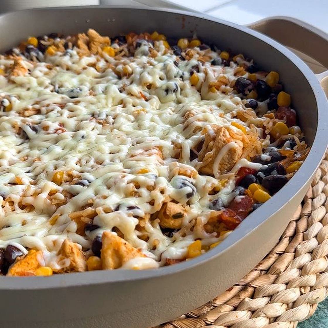 One Pan Cheesy Mexican Chicken Rice