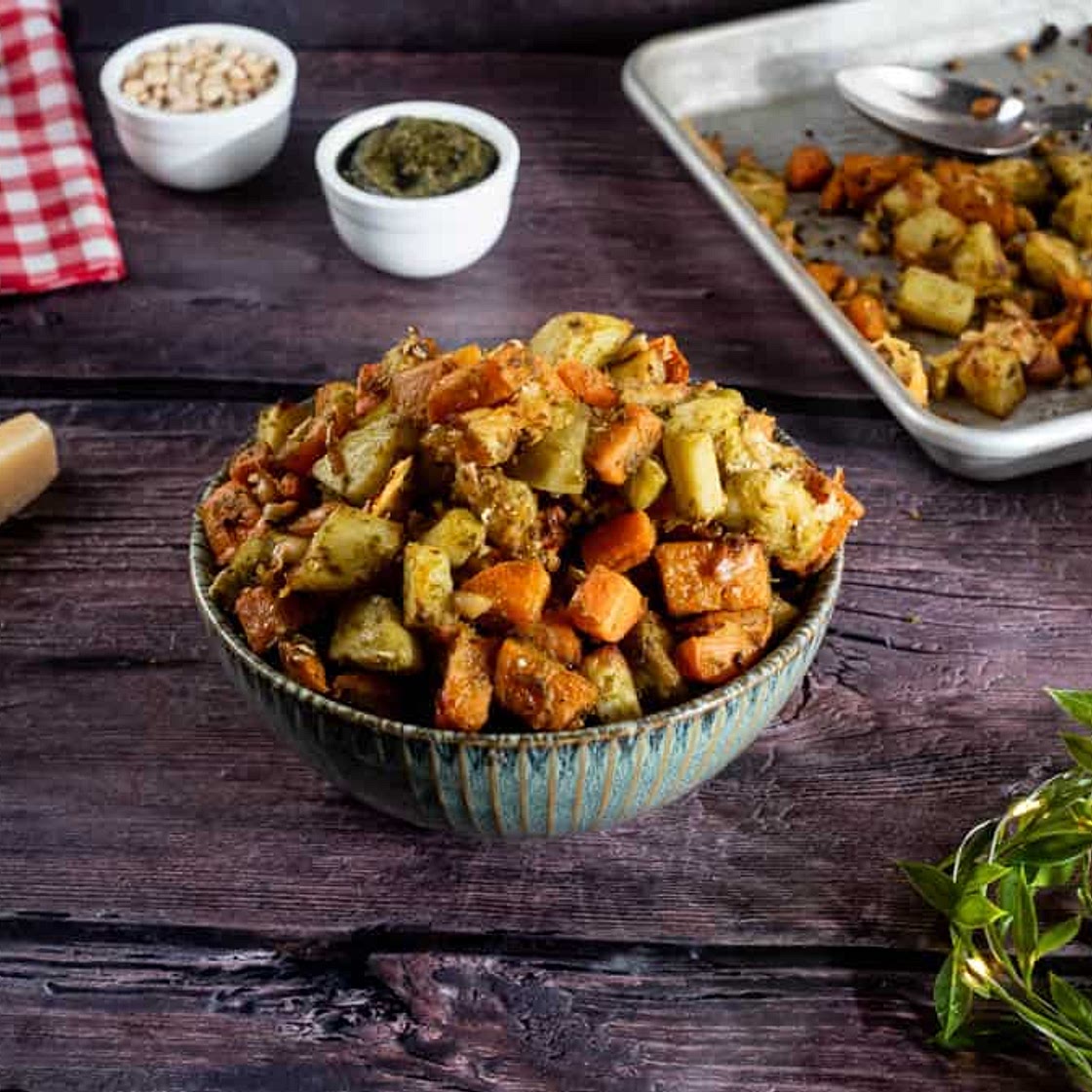 Pesto Roasted Vegetables With Parmesan