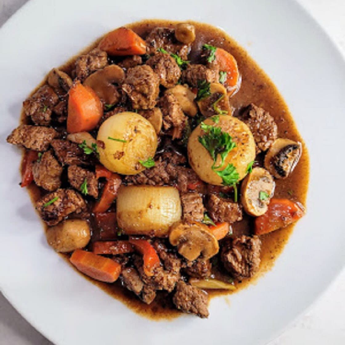 Old Fashioned Beef Stew with Mushrooms
