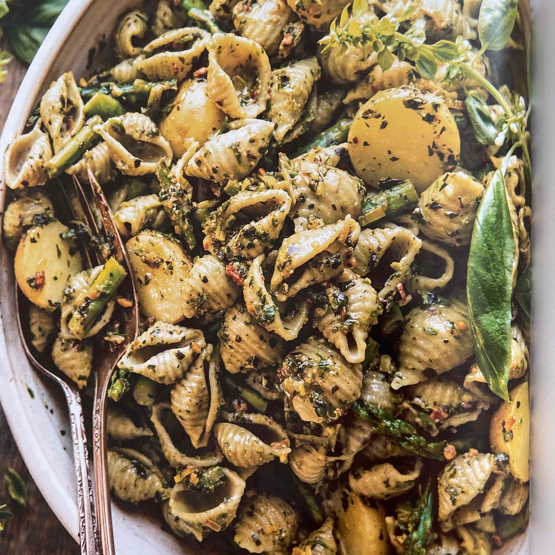 Nutty herby spring pasta