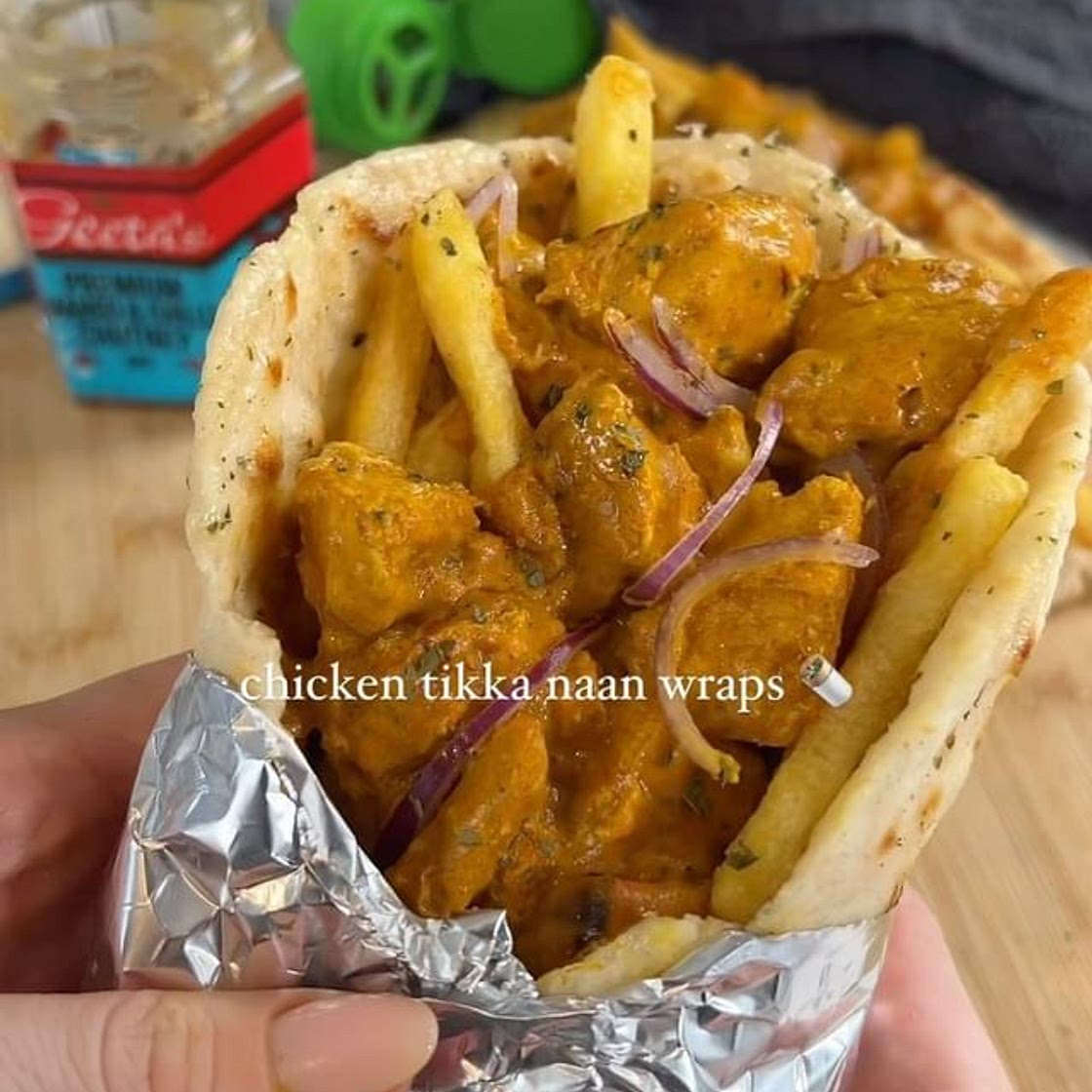 Chicken tikka garlic coriander wraps 