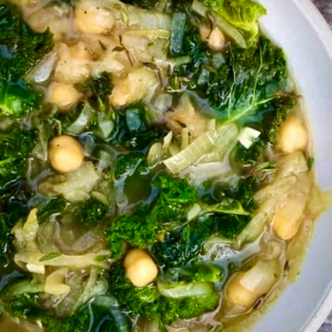 Dandelion Soup with Chickpea