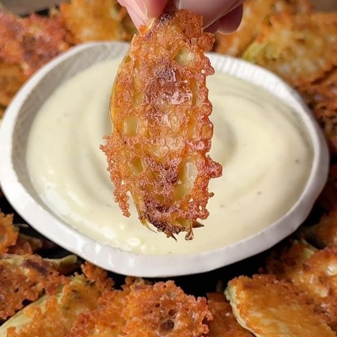 Crispy Parmesan Crusted Artichokes with Lemon Pepper Mayo