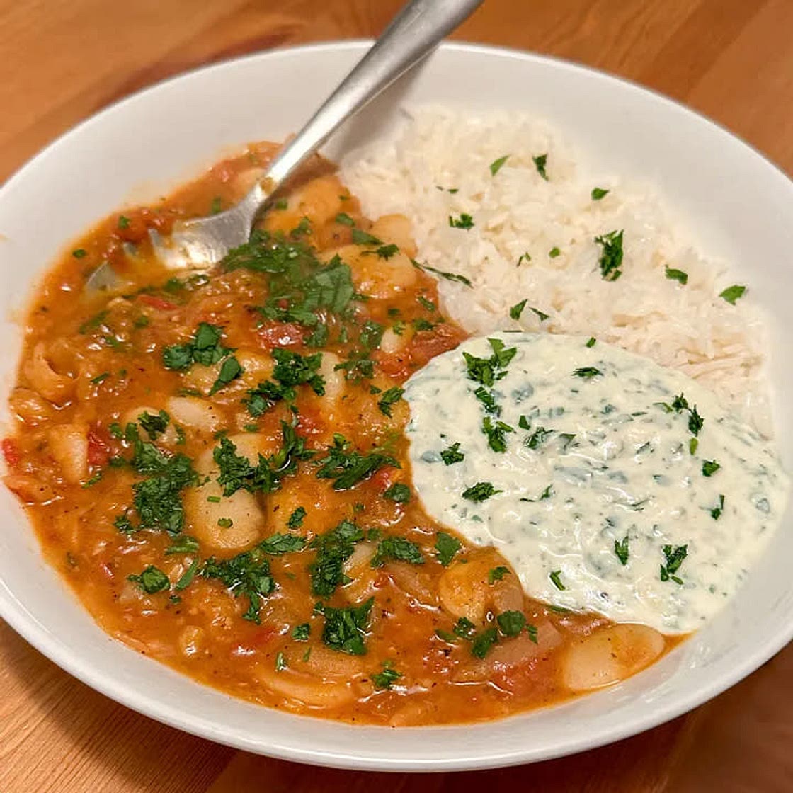 Harissa Butterbean Stew with Herby Yogurt