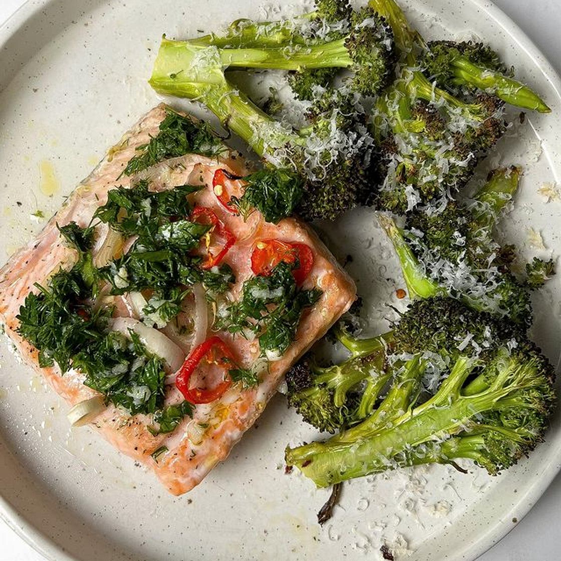 herby lemon salmon with parmesan roasted broccoli!