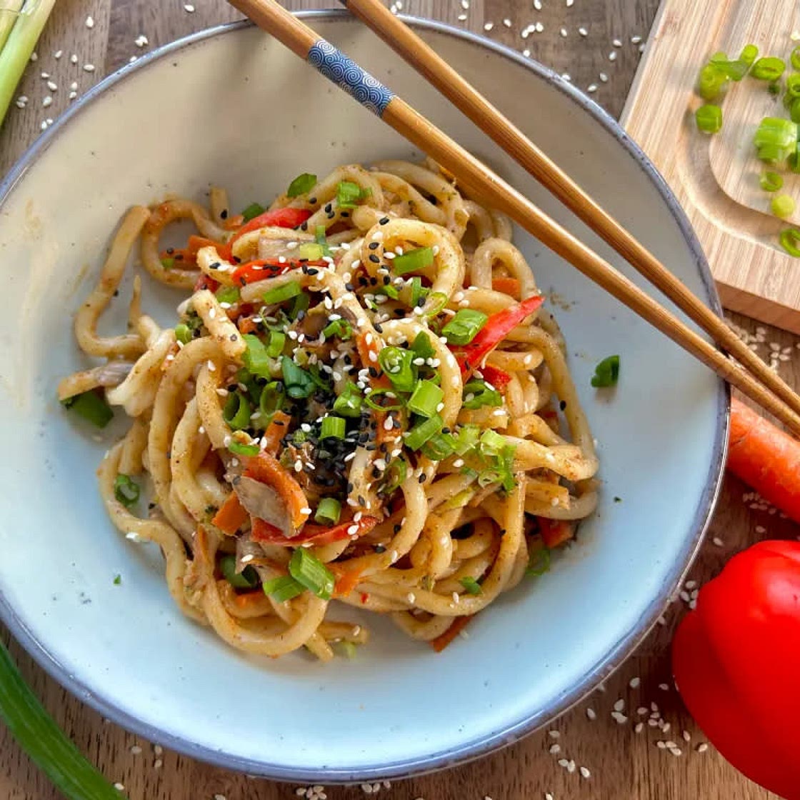 Stir Fried Udon Noodles (With Almond Butter)