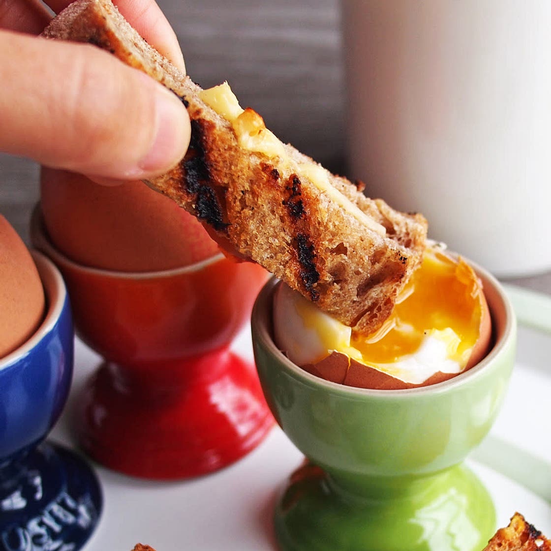 Mini Scrambled Eggs with Cheese and Toast Soldiers