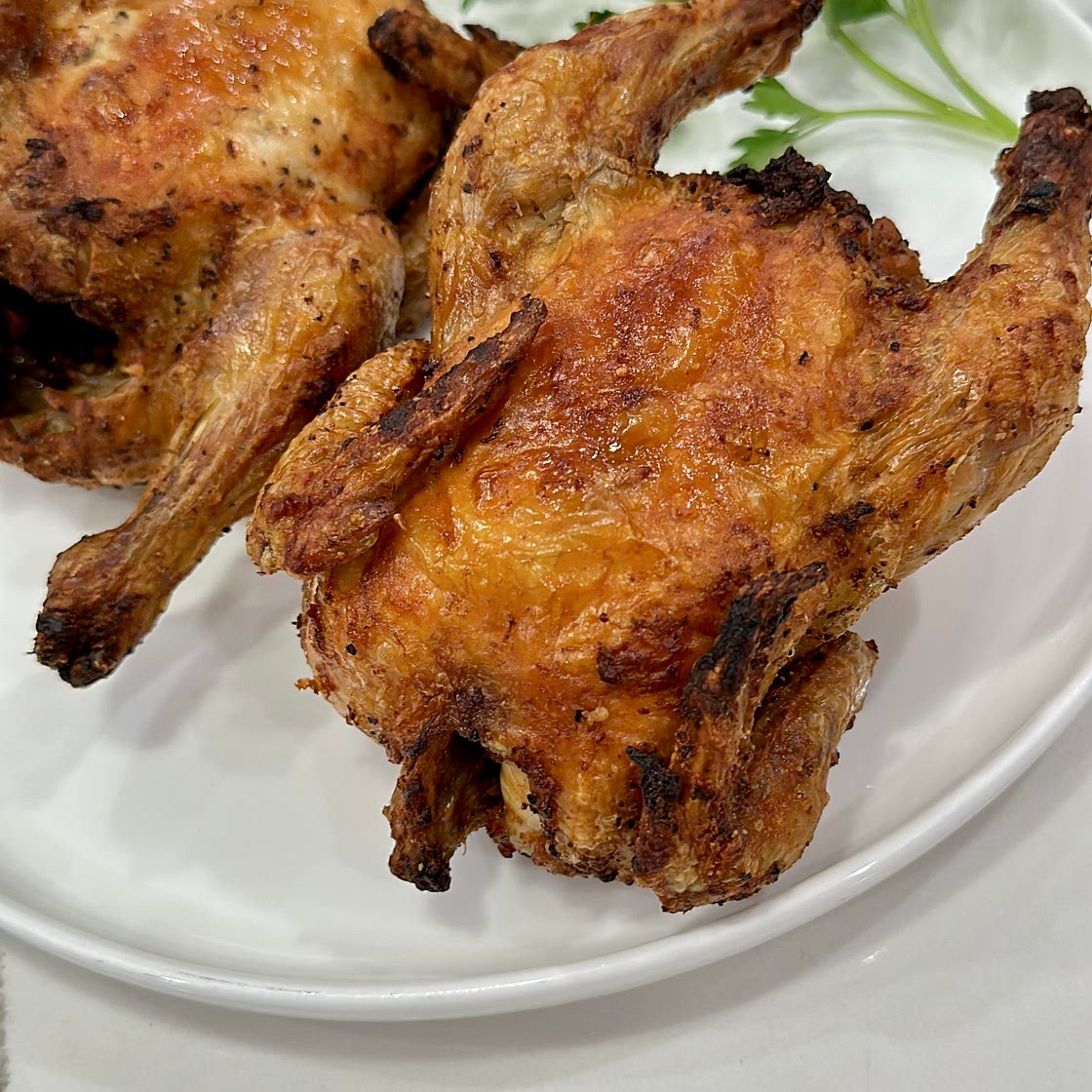 Air fried Cornish hens