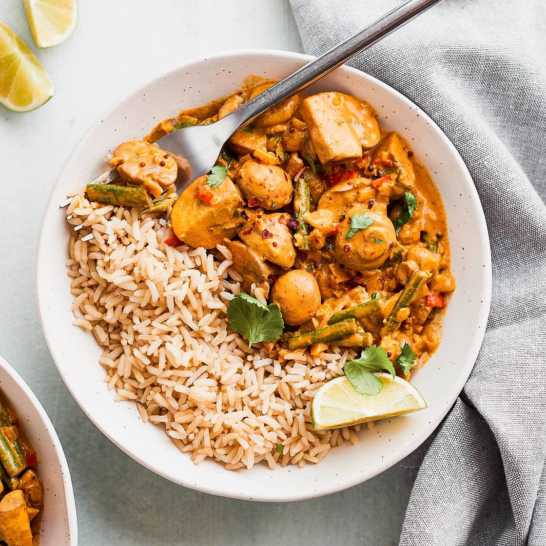 Mushroom Curry with Coconut Rice