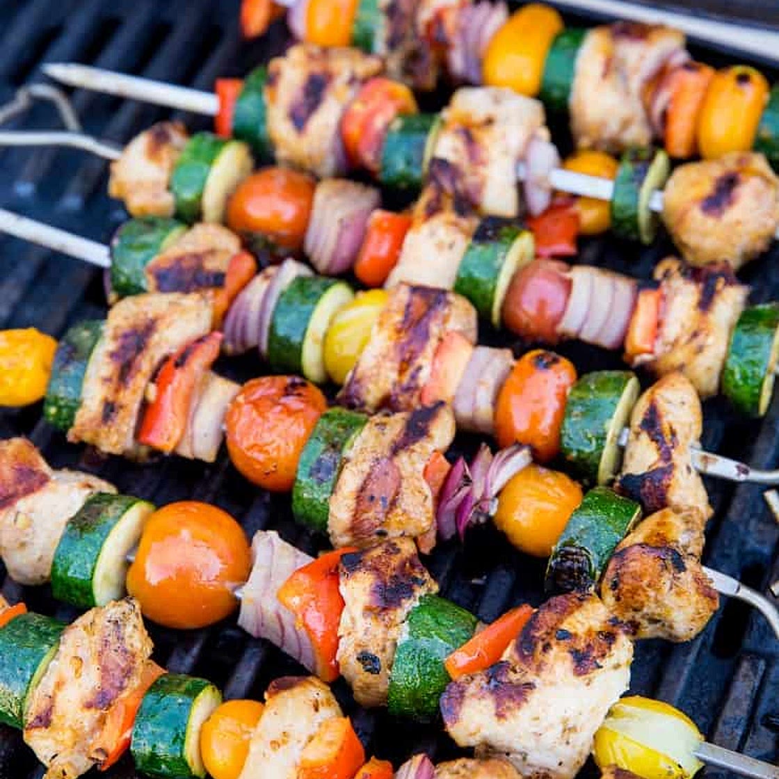 Grilled Chicken, Tuna and Vegetable Kabobs