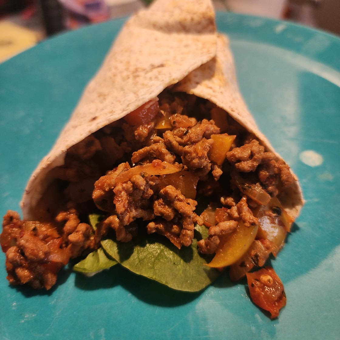Mince and Spinach Wrap