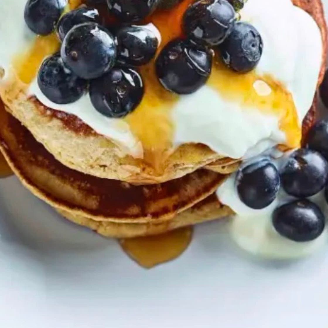 Almond and Honey Pancakes with Blueberries