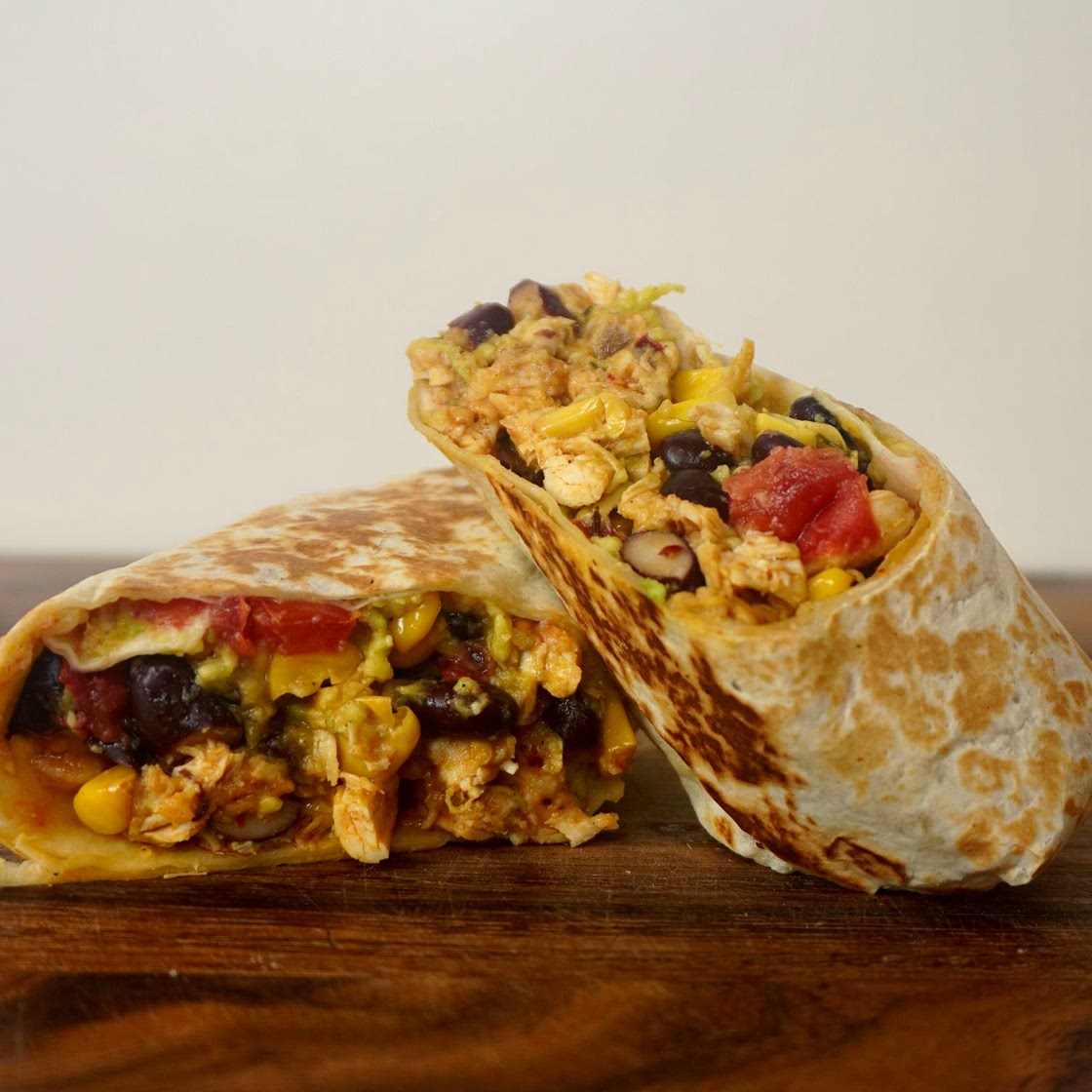 Shredded chicken burrito