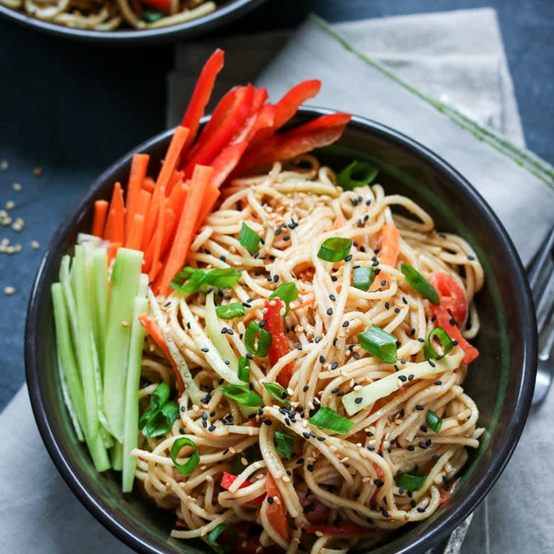 Spicy Sesame Noodle Salad with Crunchy Vegetables