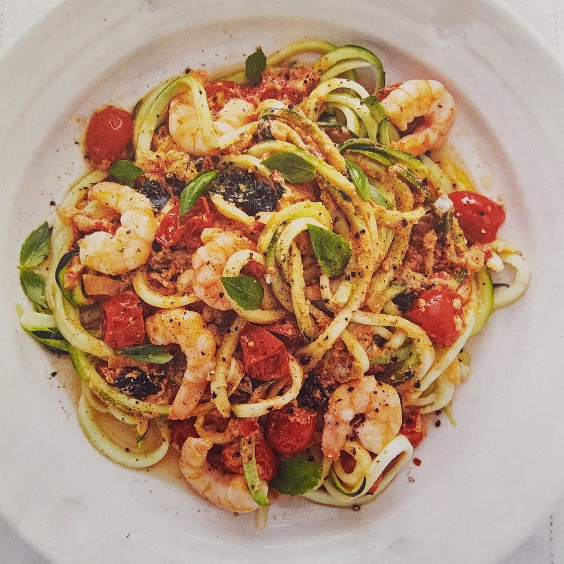 Zucchini-Nudeln mit Garnelen