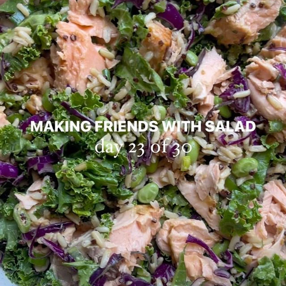 Miso salmon kale salad 