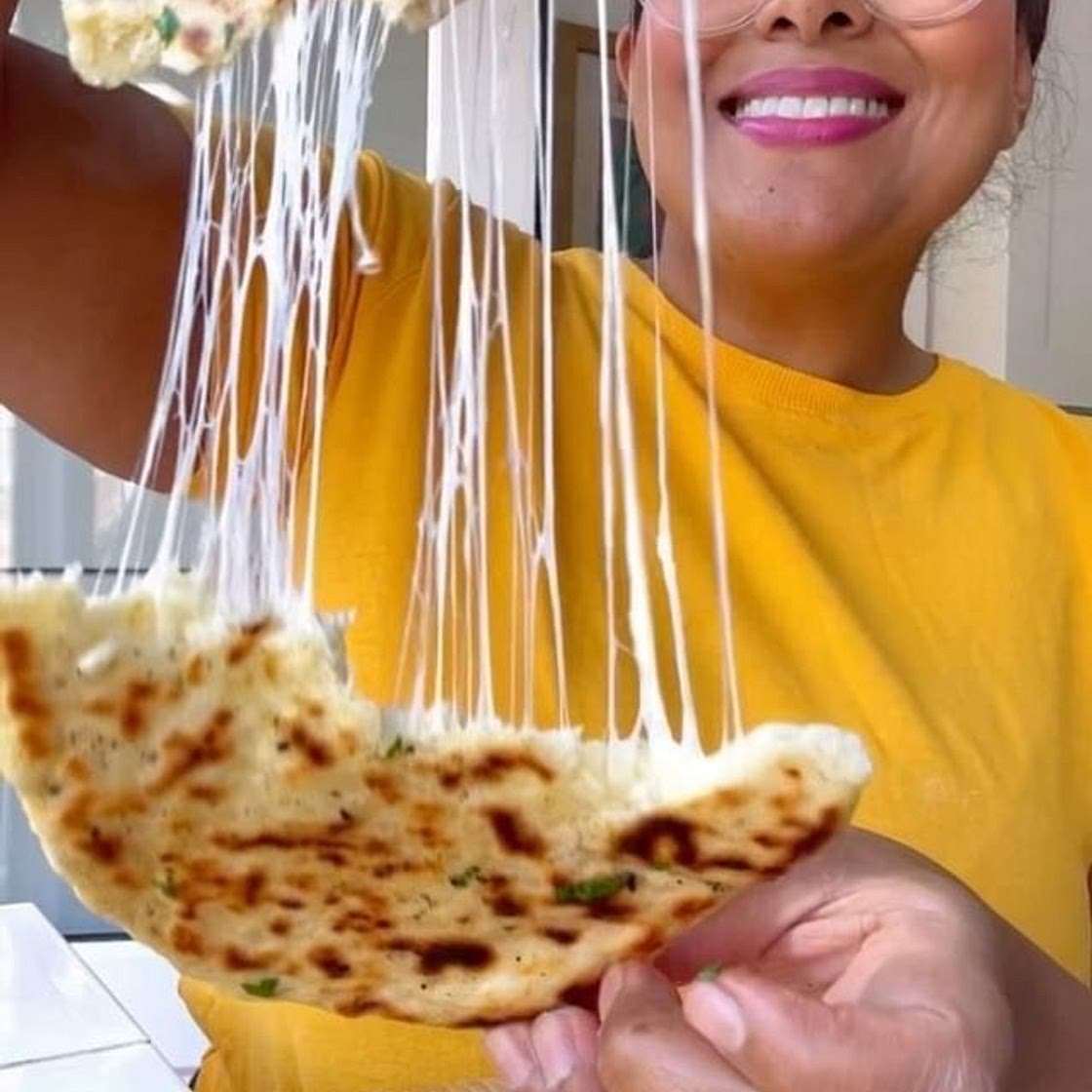 Cheesy Naan 15 mins !! 260g self raising flour 200g thick greek 