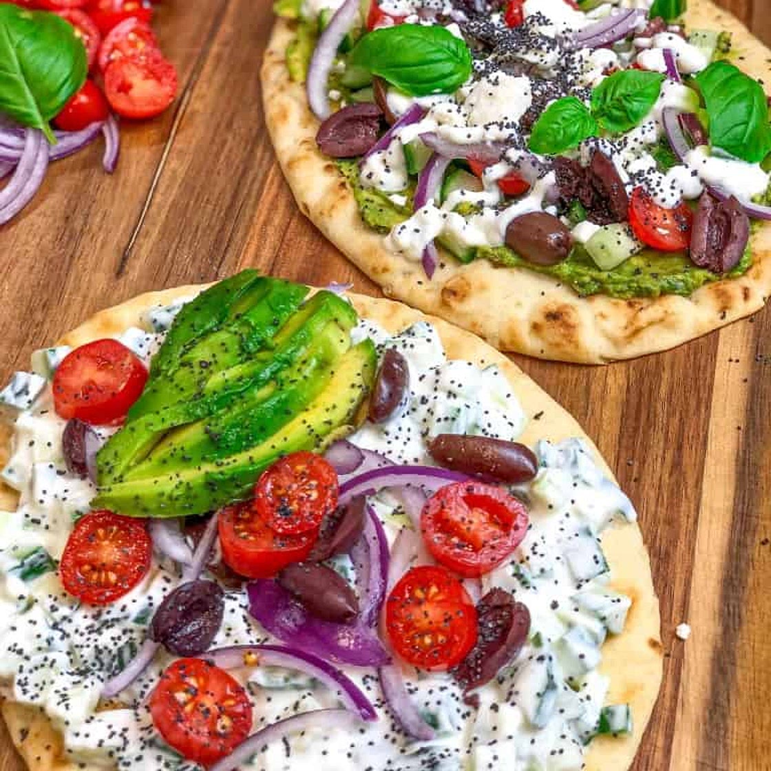 Greek Salad on Naan Bread