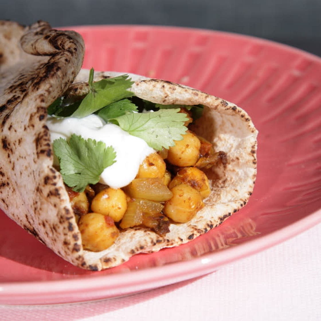 Indian Chickpea Curry Wraps with Naan
