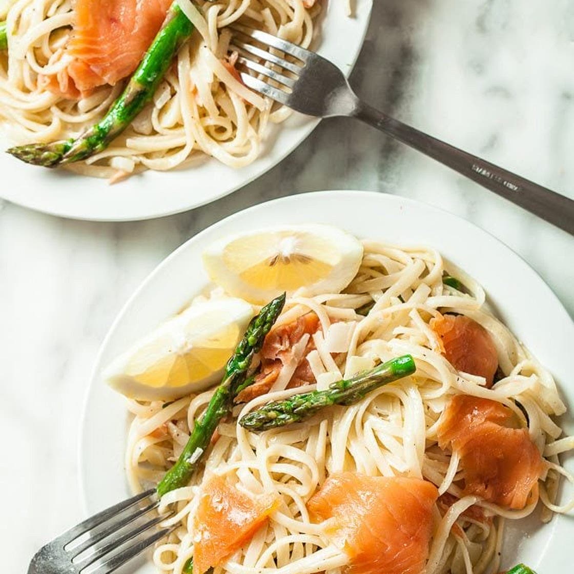 Lemon Pasta with Smoked Salmon and Asparagus