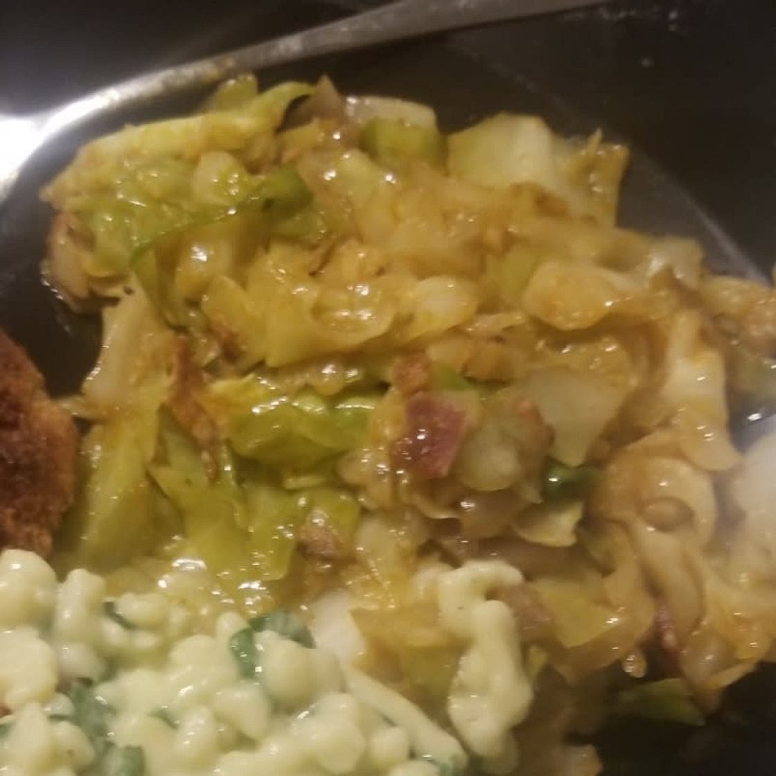 Fried Cabbage with Bacon, Onion, and Garlic