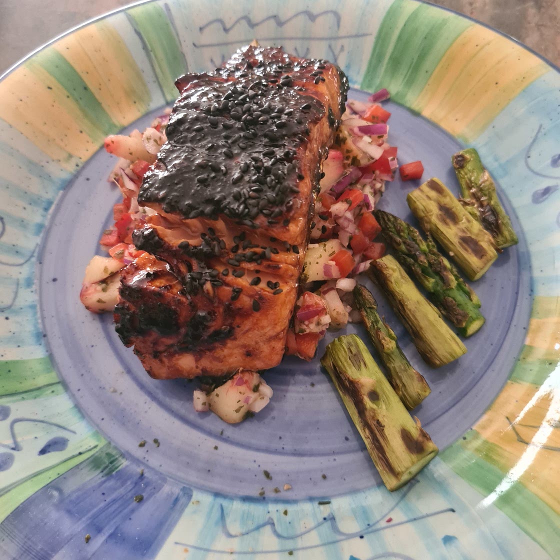 Honey Soy Salmon with Peach Salsa