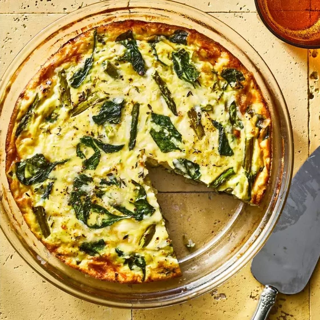 Crustless Spinach & Asparagus Quiche with Gruyère