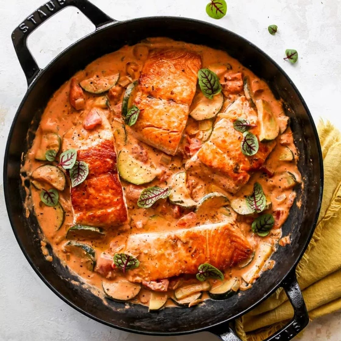 20-Minute Creamy Tomato Salmon Skillet