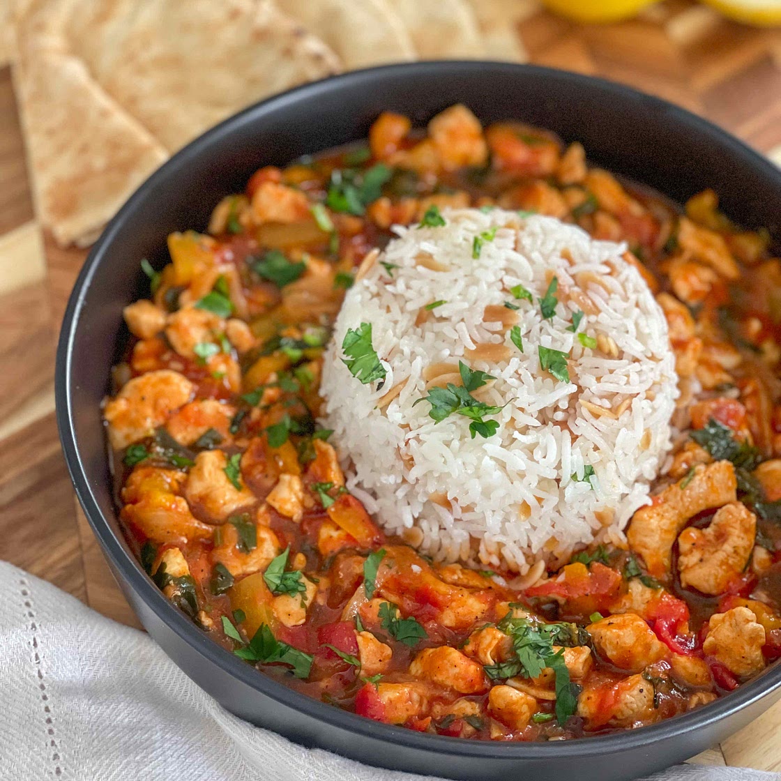Chicken Chilifry and Orzo Rice Pilaf 