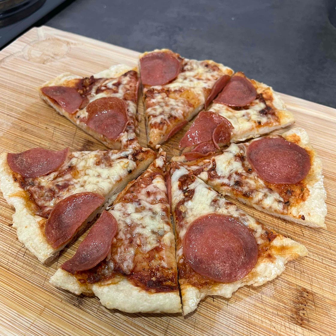 Healthier Salami Pizza