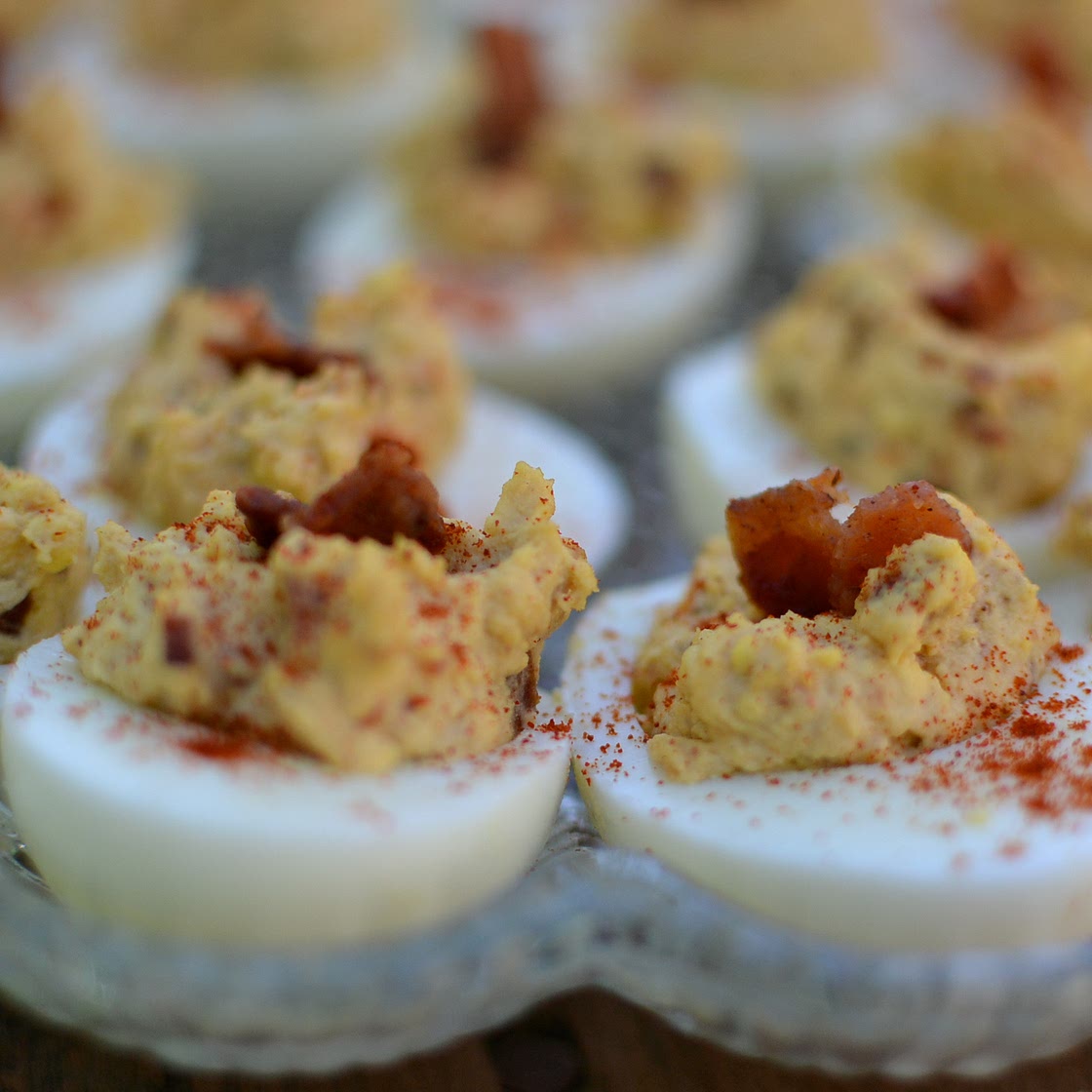 Chipotle Deviled Eggs with Bacon