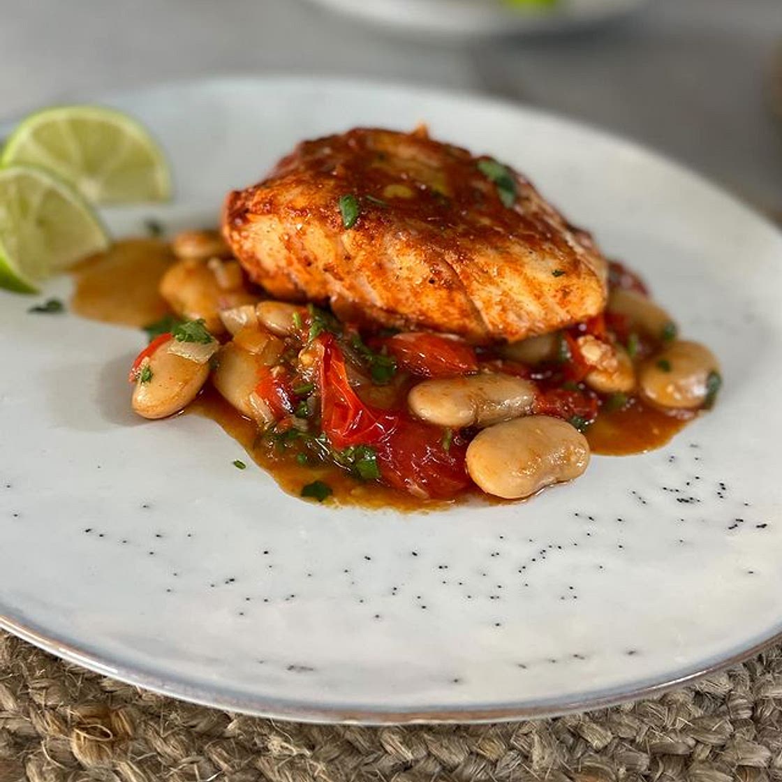 Cajun Spiced Cod With Chilli &amp; Tomato Butter Beans