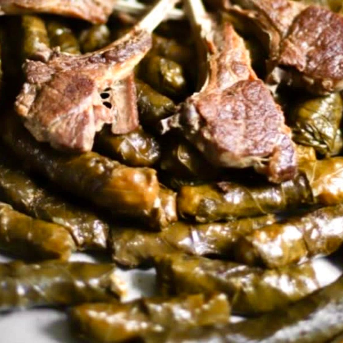Stuffed Vine leaves & Zucchini with Lamb Ribs