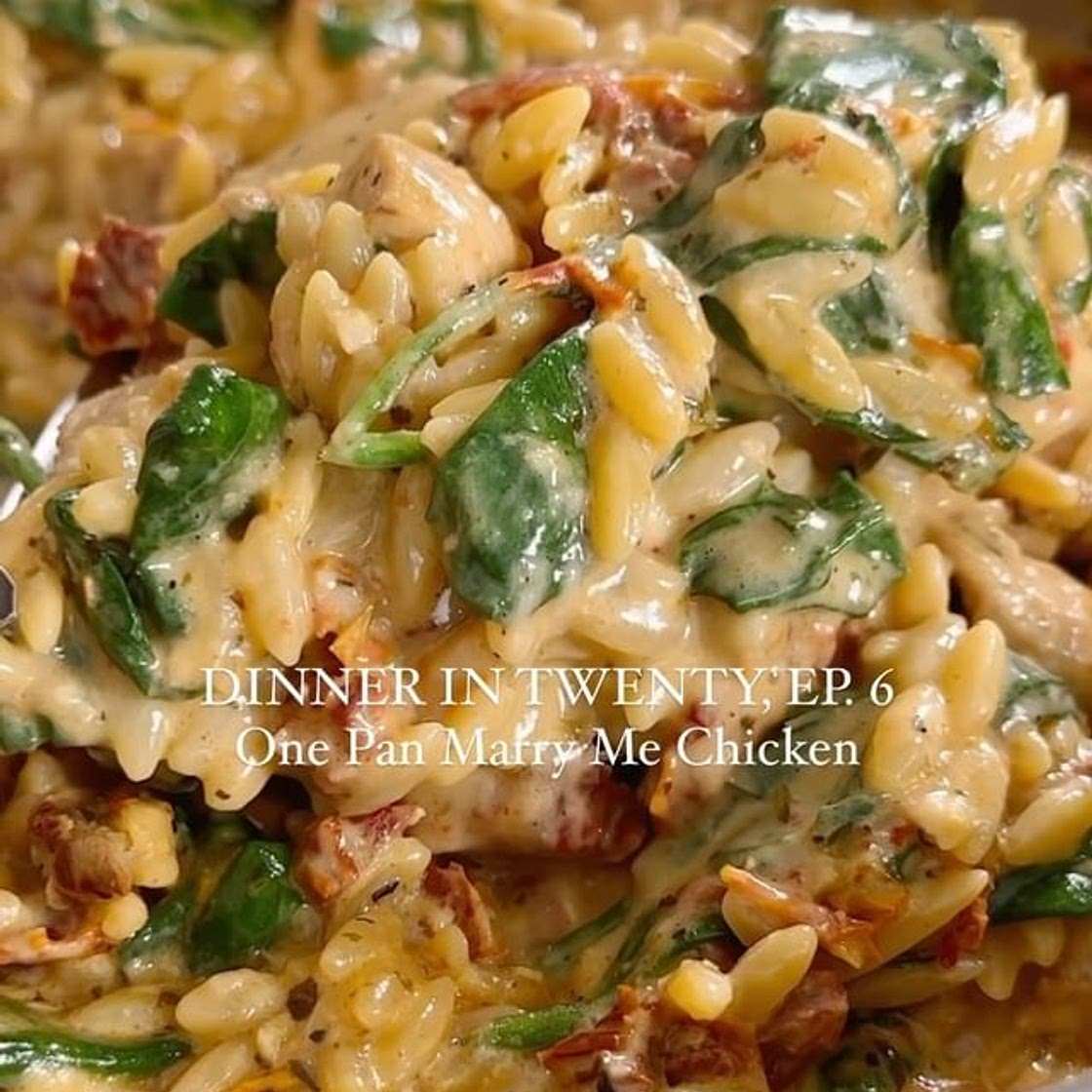 ONE PAN MARRY ME CHICKEN ORZO is what’s on the